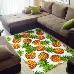 White Summer Pineapple Pattern Print Area Rug GearFrost