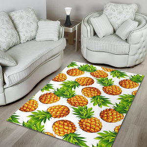 White Summer Pineapple Pattern Print Area Rug GearFrost