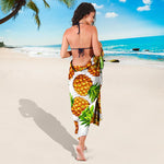 White Summer Pineapple Pattern Print Beach Sarong Wrap