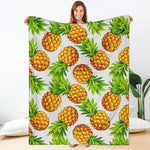 White Summer Pineapple Pattern Print Blanket