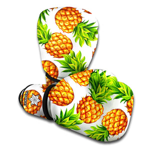 White Summer Pineapple Pattern Print Boxing Gloves