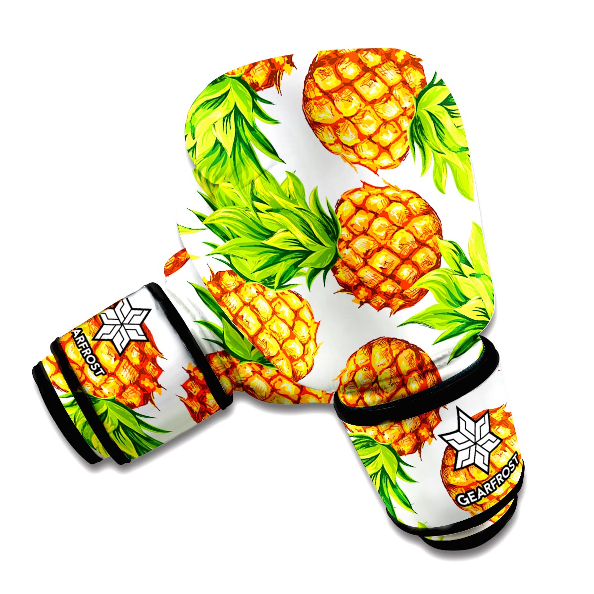 White Summer Pineapple Pattern Print Boxing Gloves