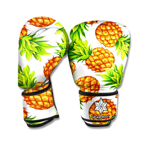 White Summer Pineapple Pattern Print Boxing Gloves