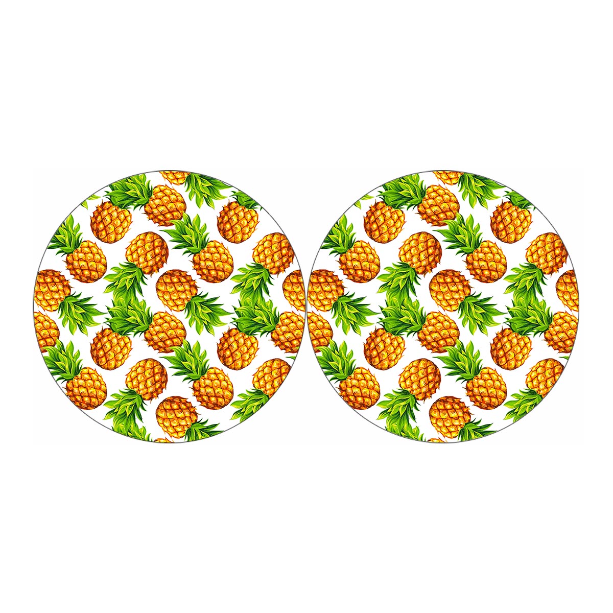 White Summer Pineapple Pattern Print Car Coasters