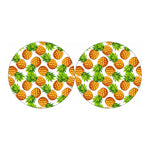 White Summer Pineapple Pattern Print Car Coasters