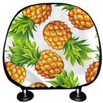 White Summer Pineapple Pattern Print Car Headrest Covers