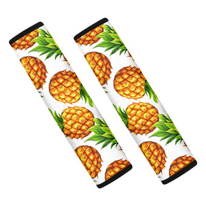 White Summer Pineapple Pattern Print Car Seat Belt Covers