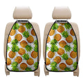 White Summer Pineapple Pattern Print Car Seat Organizers