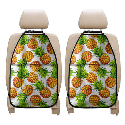 White Summer Pineapple Pattern Print Car Seat Organizers