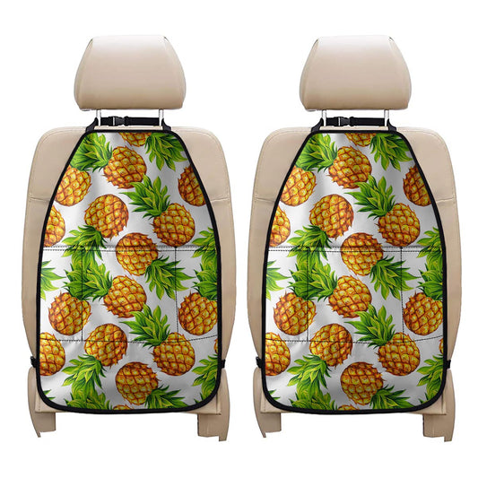 White Summer Pineapple Pattern Print Car Seat Organizers