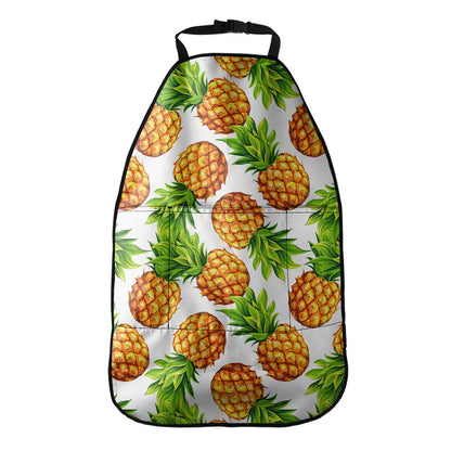 White Summer Pineapple Pattern Print Car Seat Organizers