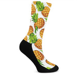 White Summer Pineapple Pattern Print Crew Socks