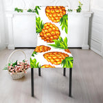 White Summer Pineapple Pattern Print Dining Chair Slipcover