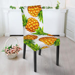 White Summer Pineapple Pattern Print Dining Chair Slipcover