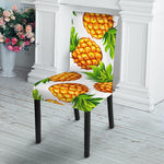 White Summer Pineapple Pattern Print Dining Chair Slipcover
