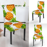 White Summer Pineapple Pattern Print Dining Chair Slipcover