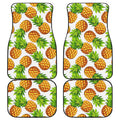 White Summer Pineapple Pattern Print Front and Back Car Floor Mats