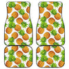 White Summer Pineapple Pattern Print Front and Back Car Floor Mats