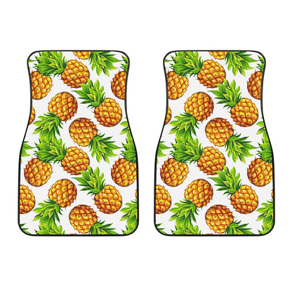 White Summer Pineapple Pattern Print Front Car Floor Mats