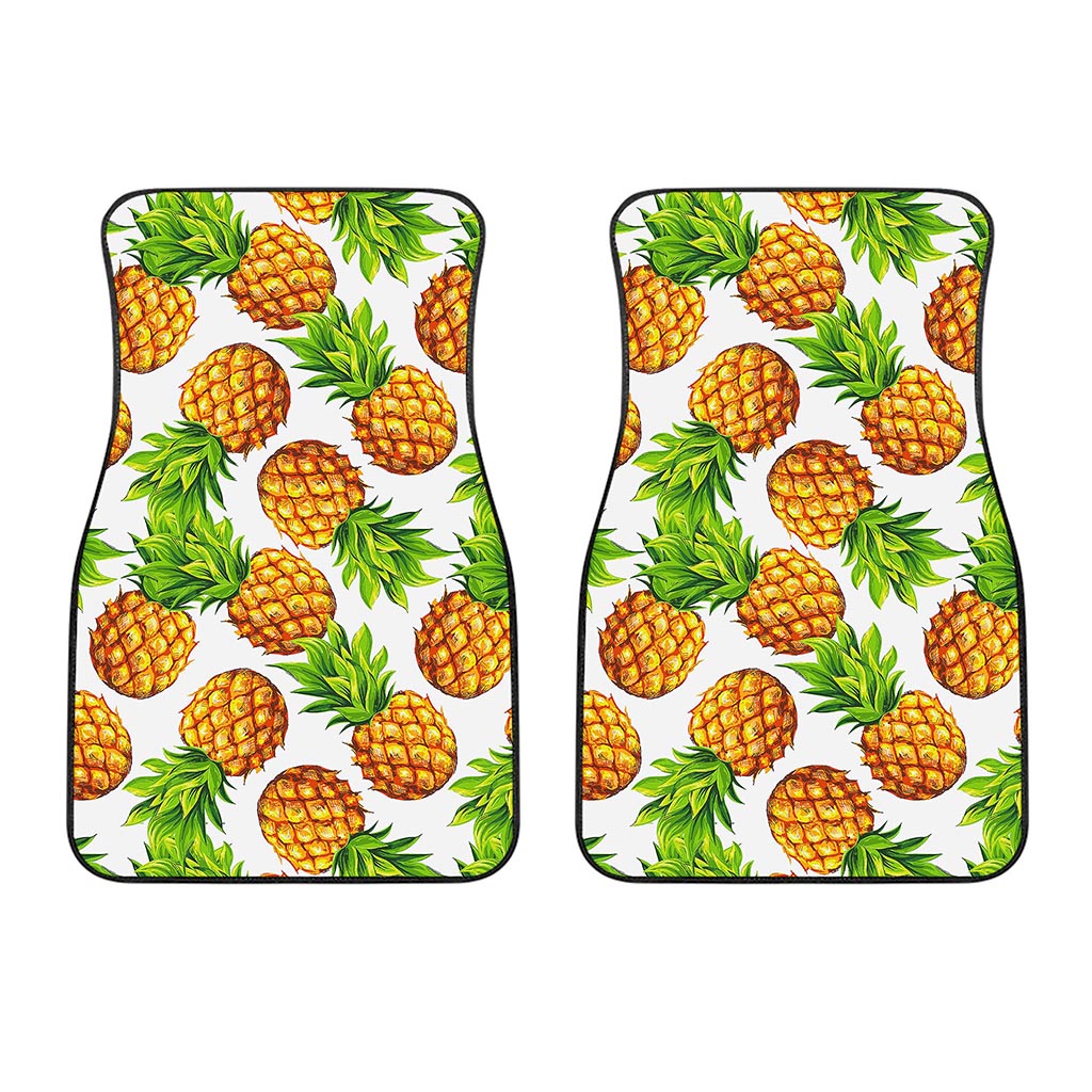 White Summer Pineapple Pattern Print Front Car Floor Mats