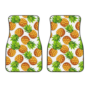White Summer Pineapple Pattern Print Front Car Floor Mats
