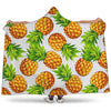 White Summer Pineapple Pattern Print Hooded Blanket