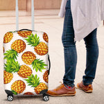 White Summer Pineapple Pattern Print Luggage Cover GearFrost