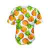 White Summer Pineapple Pattern Print Men's Baseball Jersey