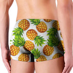 White Summer Pineapple Pattern Print Men's Boxer Briefs