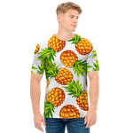White Summer Pineapple Pattern Print Men's T-Shirt