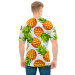 White Summer Pineapple Pattern Print Men's T-Shirt