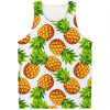 White Summer Pineapple Pattern Print Men's Tank Top