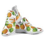 White Summer Pineapple Pattern Print Mesh Knit Shoes GearFrost