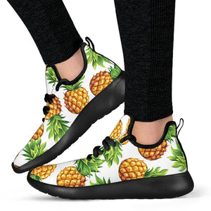 White Summer Pineapple Pattern Print Mesh Knit Shoes GearFrost