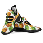 White Summer Pineapple Pattern Print Mesh Knit Shoes GearFrost