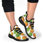 White Summer Pineapple Pattern Print Mesh Knit Shoes GearFrost