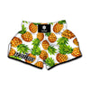 White Summer Pineapple Pattern Print Muay Thai Boxing Shorts