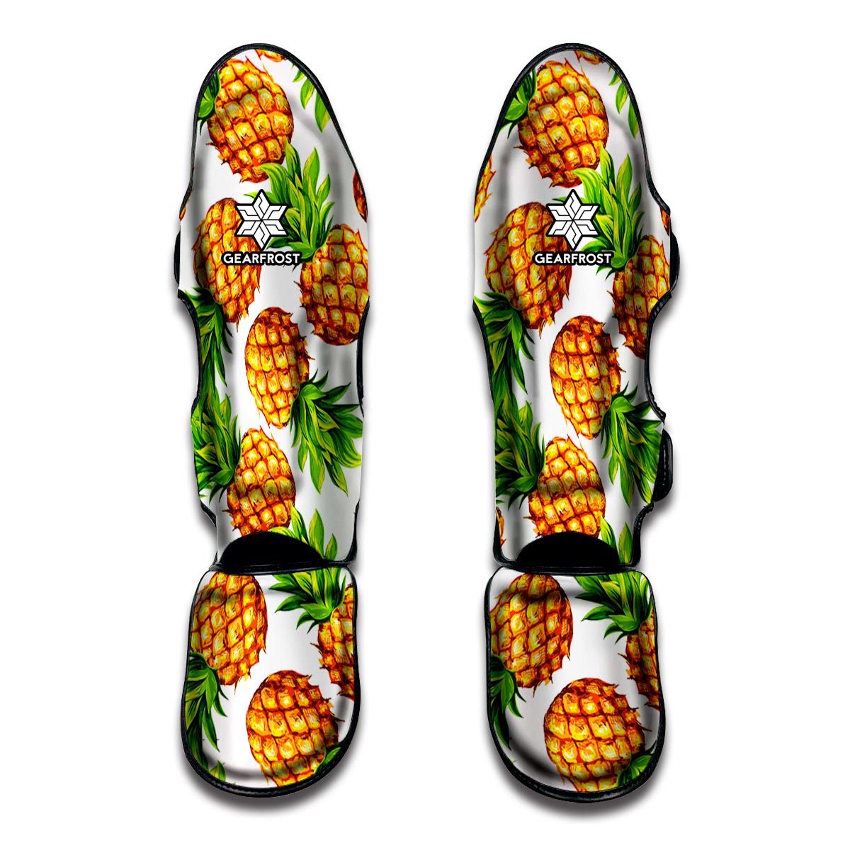 White Summer Pineapple Pattern Print Muay Thai Shin Guard