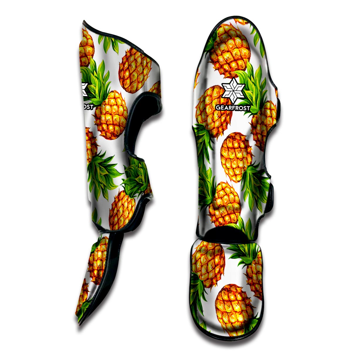 White Summer Pineapple Pattern Print Muay Thai Shin Guard