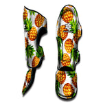 White Summer Pineapple Pattern Print Muay Thai Shin Guard