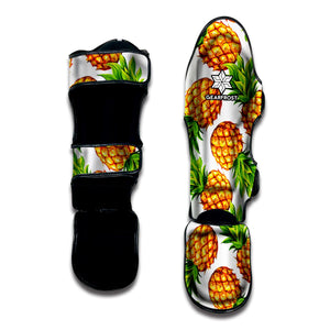 White Summer Pineapple Pattern Print Muay Thai Shin Guard