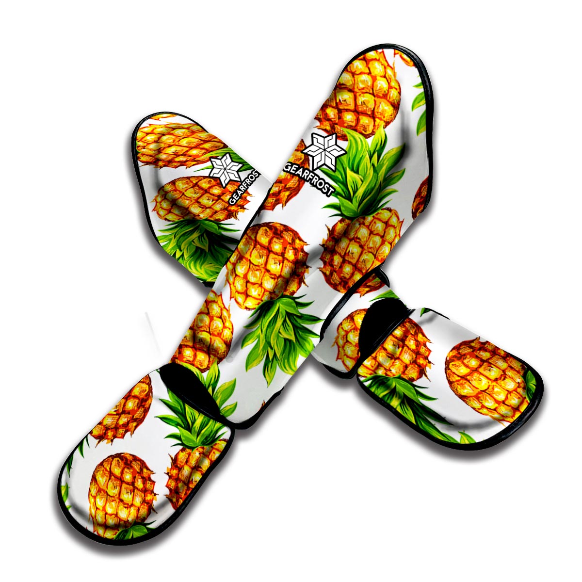 White Summer Pineapple Pattern Print Muay Thai Shin Guard