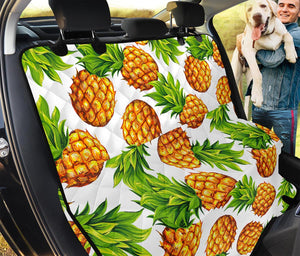 White Summer Pineapple Pattern Print Pet Car Back Seat Cover