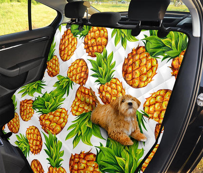 White Summer Pineapple Pattern Print Pet Car Back Seat Cover