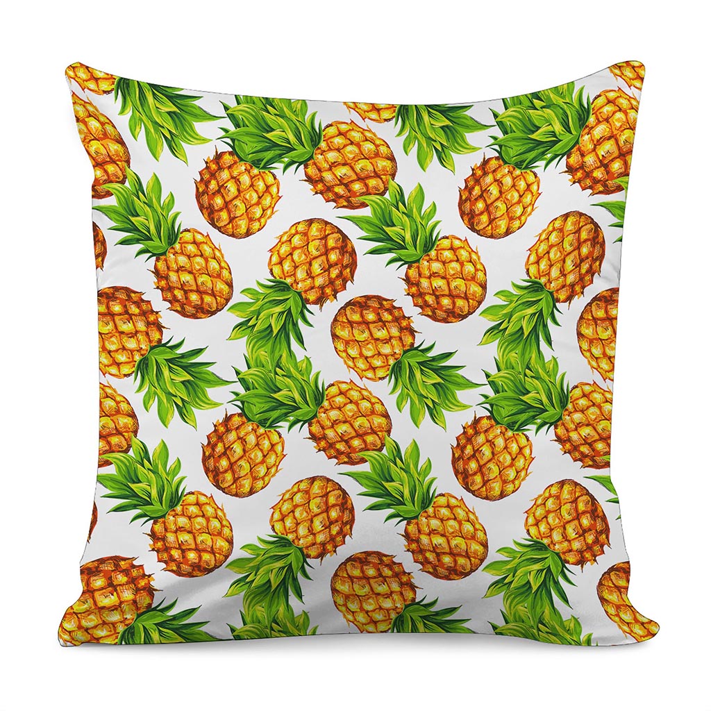 White Summer Pineapple Pattern Print Pillow Cover