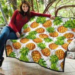White Summer Pineapple Pattern Print Quilt