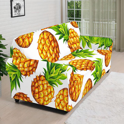 White Summer Pineapple Pattern Print Sofa Cover