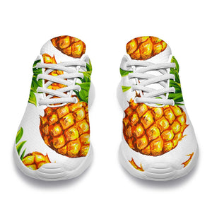 White Summer Pineapple Pattern Print Sport Shoes GearFrost