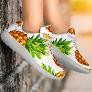 White Summer Pineapple Pattern Print Sport Shoes GearFrost