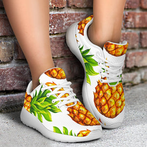 White Summer Pineapple Pattern Print Sport Shoes GearFrost